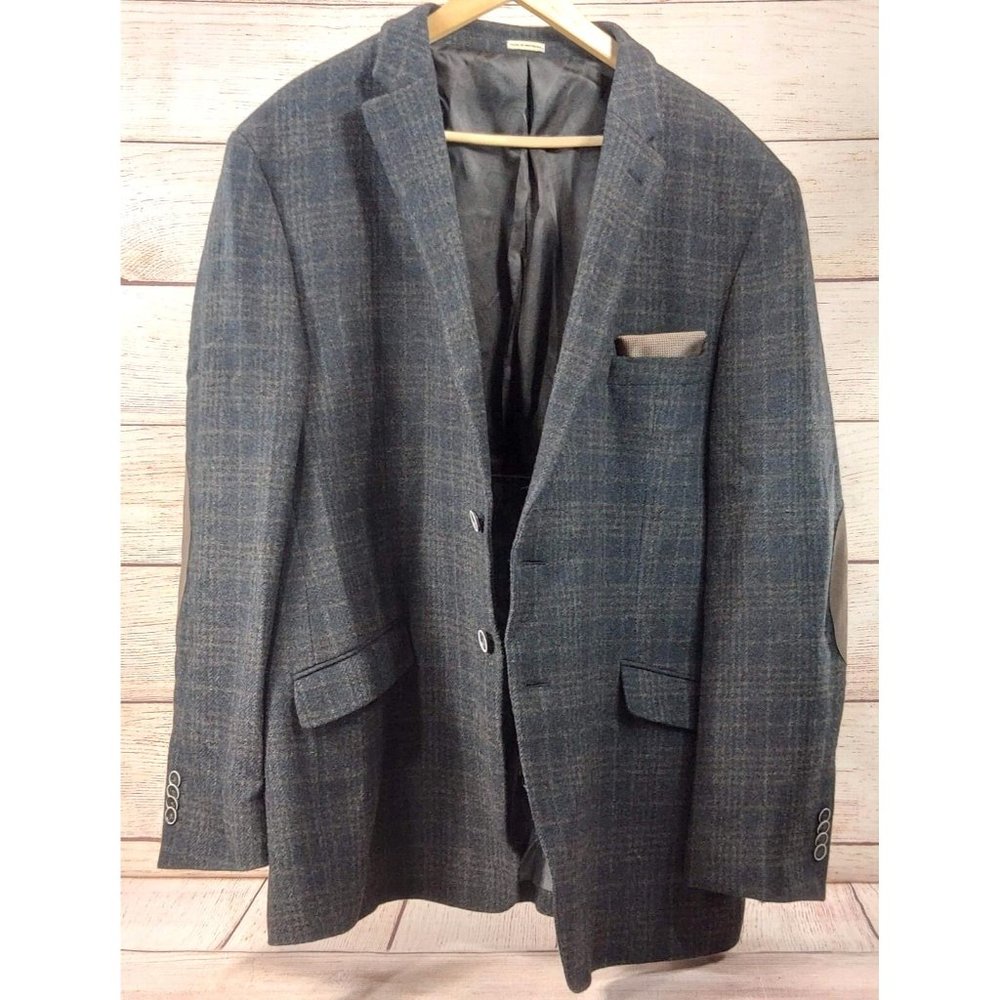 Joseph Abboud Men 100% Wool Blazer 2 Button Jacket Brown Sport Coat Elbow Patch